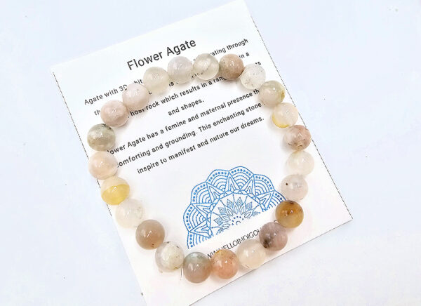 Flower Agate Bangle (8mm)