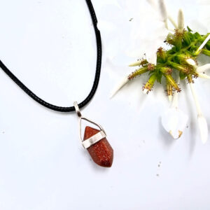 Goldstone Mini Crystal Point Necklace (925 Silver)