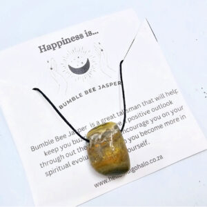 Bumble Bee Jasper Tumbled Necklace (Happiness is)