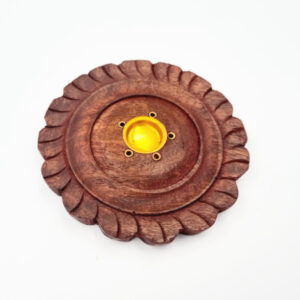 Wooden Round Incense Holder For Cones and Sticks