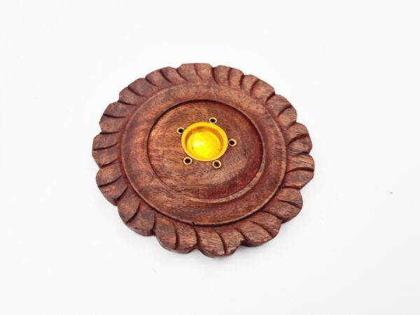 Wooden Round Incense Holder For Cones and Sticks