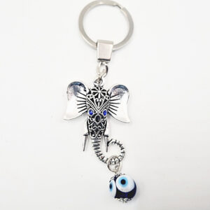 Elephant & Evil Eye Bead Keyring