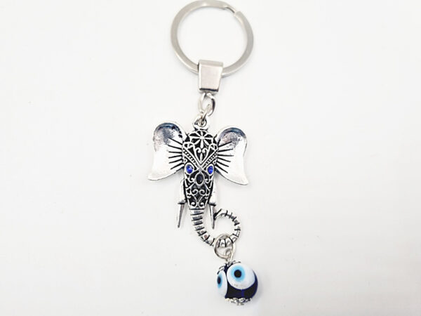 Elephant & Evil Eye Bead Keyring