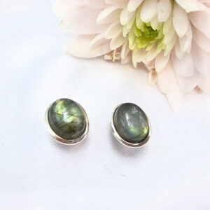 Oval Earrings Labradorite (925 Silver)