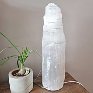 Selenite Tower Crystal Lamp (30cm)