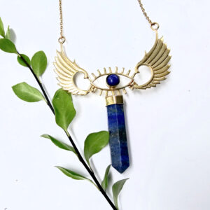 Lapis Lazuli Eye Winged Crystal Necklace