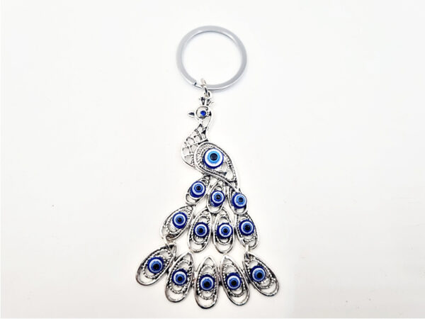 Large Peacock Evil Eye Key Ring