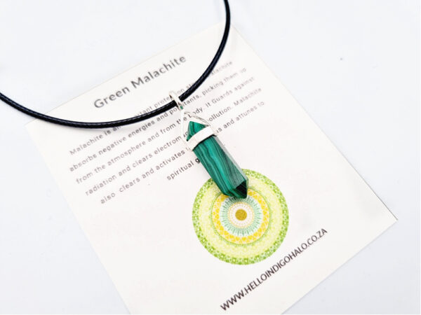 Green Malachite Crystal Necklace Mini  (925 Silver)