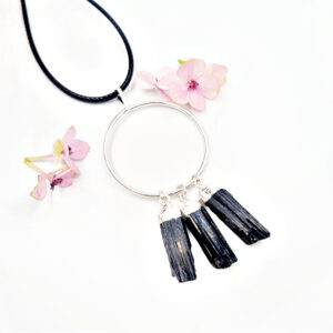 Raw Black Tourmaline Necklace Round
