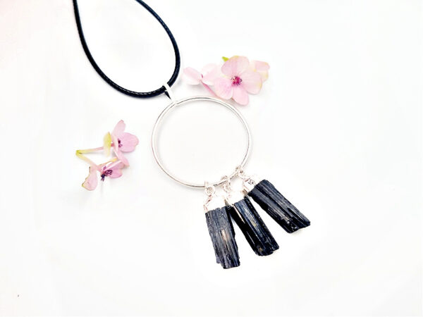 Raw Black Tourmaline Necklace Round