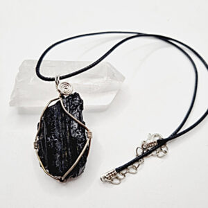 Black Tourmaline Rough Wire Wrapped Necklace