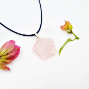 Rose Quartz Flat Hexagon Necklace