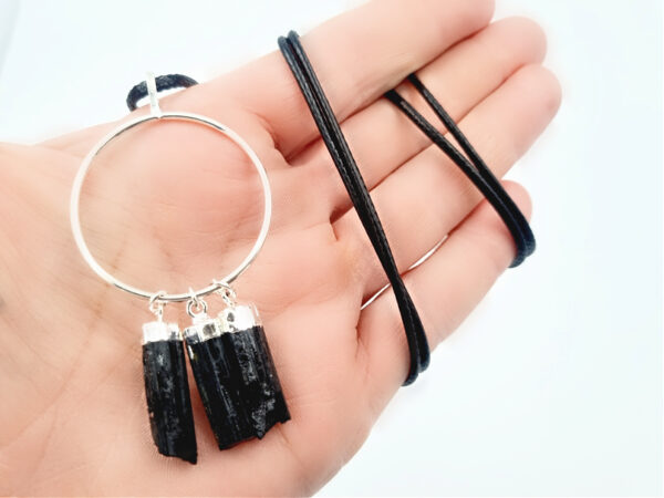 Raw Black Tourmaline Necklace Round - Image 2