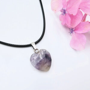 Rainbow Fluorite Heart Necklace (1.5cm)