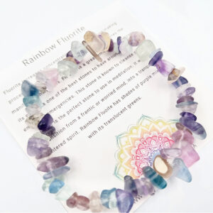 Rainbow Fluorite Chips Bangle (Purples)