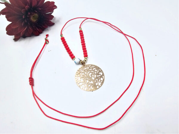 Tree of Life Necklace Red Evil Eye (Gold) - Image 2