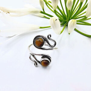 Tigers Eye Ring Double Spiral