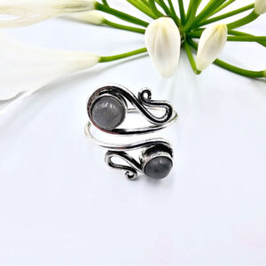 Labradorite Ring Double Spiral