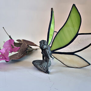 Yellow Stained Glass Sitting Fairy