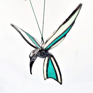 Stained Glass Green Humming Bird (16cm)