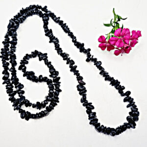 Black Tourmaline Stone Chipped Necklace