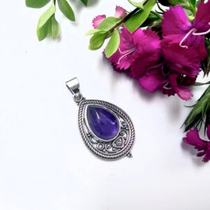 Amethyst Tear Pendant (925 Silver)