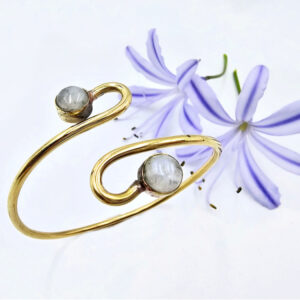 Double Spiral Moonstone Bangle (Brass)