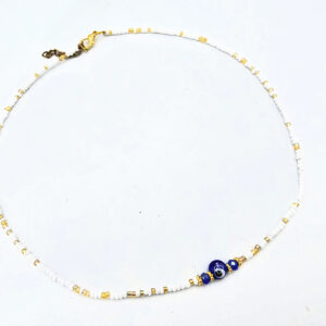 White  Evil Eye Bead Choker Necklace