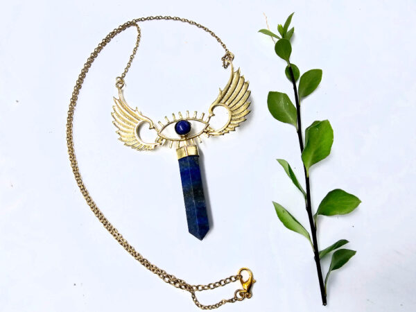 Lapis Lazuli Eye Winged Crystal Necklace - Image 2