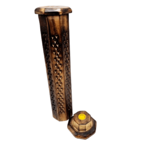 Vertical Wooden Incense Box (Round)