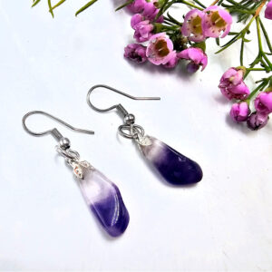 Amethyst Drop Earrings (Stainless Steel)