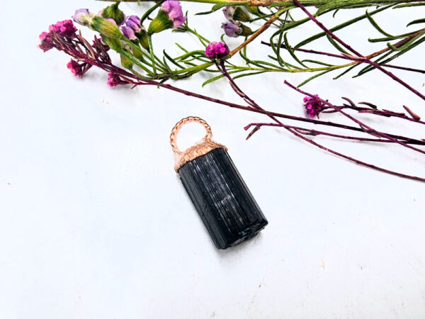 Black Tourmaline copper pendant