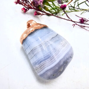 Blue Lace Agate Copper Pendant