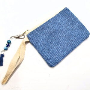 Purse Blue Plain With Evil Eye Charm