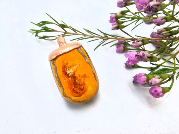 Bumble bee jasper copper pendant