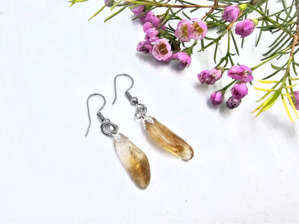 Citrine drop earrings with stainless steel clasp