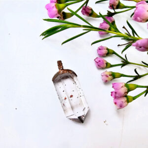 Clear Quartz Lepidoerocite Copper Pendant