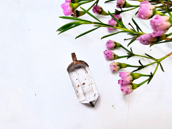 Clear Quartz Lepidoerocite Copper Pendant