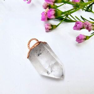 Clear Quartz Record Keepers Copper Pendant