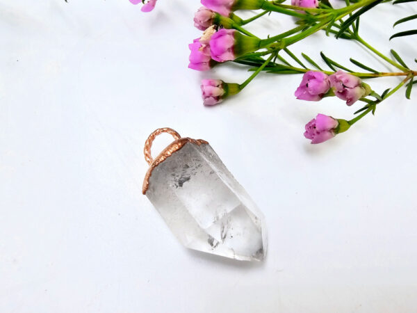 Clear Quartz Record Keepers Copper Pendant