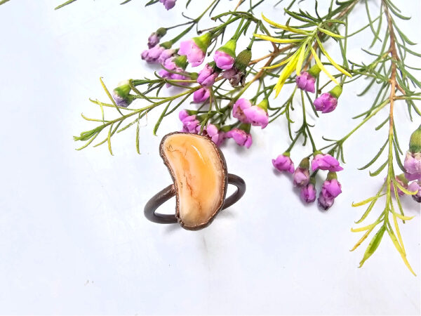 Agate brass ring