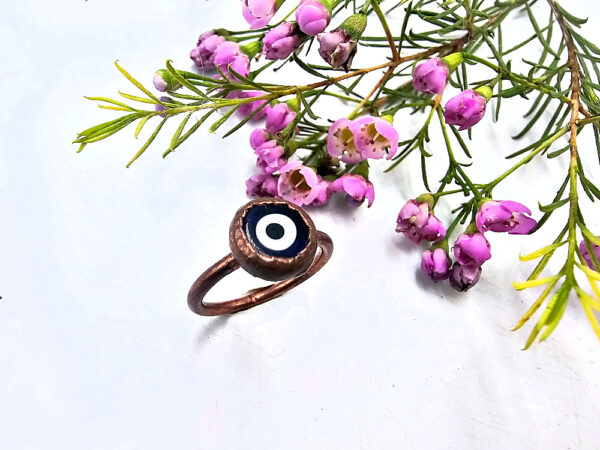 Evil eye ring with copper band