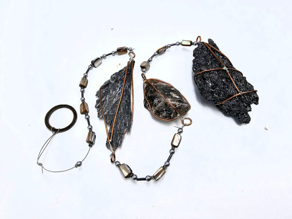 Kyanite, Smoky Quartz & Carborundum Crystal Mobile (85cm)