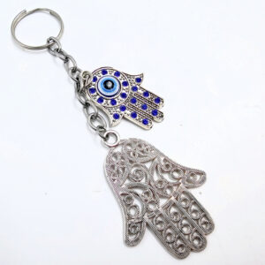 Doubled Hamsa Hand & Evil Eye Keyring