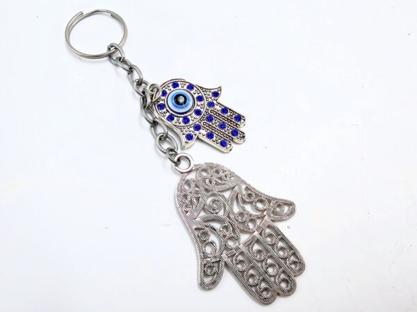 Doubled Hamsa Hand & Evil Eye Keyring