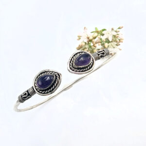 Amethyst brass bangle