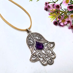 Hamsa Hand Amethyst Necklace