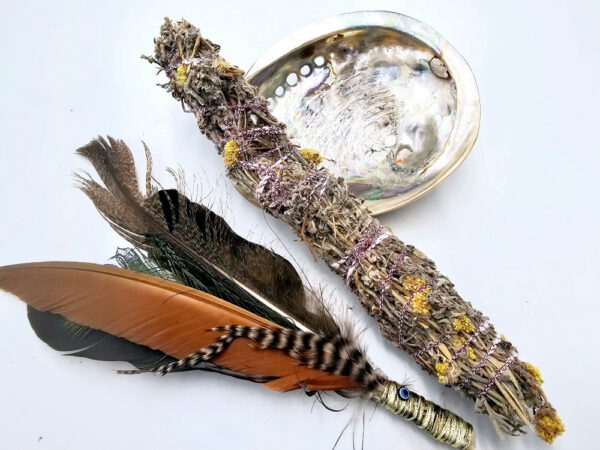 Impepho Smudge, Abalone & Feather Combo