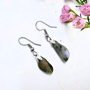 Labradorite Drop Earrings (Stainless Steel)