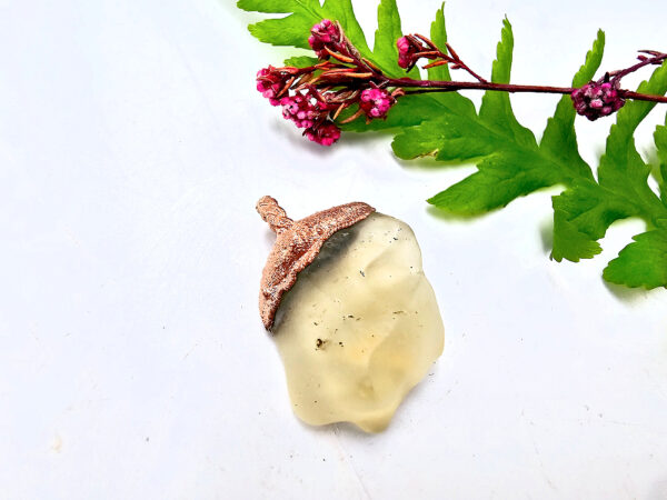 Libyan desert glass copper pendant